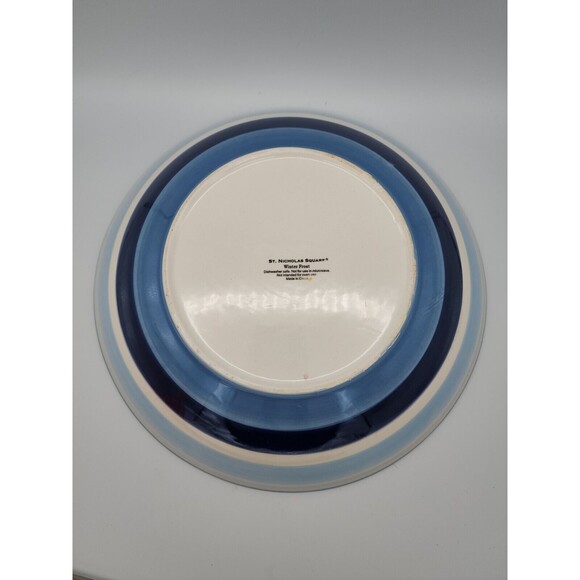 St. Nicholas Square WINTER FROST 12.5" Round 2.5 qt Serving Bowl Blue Snowflakes - Picture 7 of 12